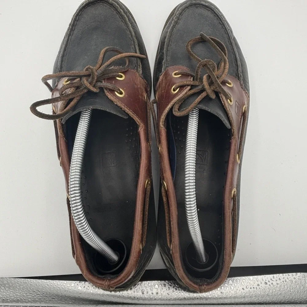 Sperry Boat Shoes Mens 11.5 Black Navy Brown Leather Authentic Original Preppy